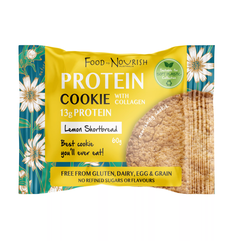 Protein Cookie with Collagen - Lemon Shortbread 60g by FOOD TO NOURISH