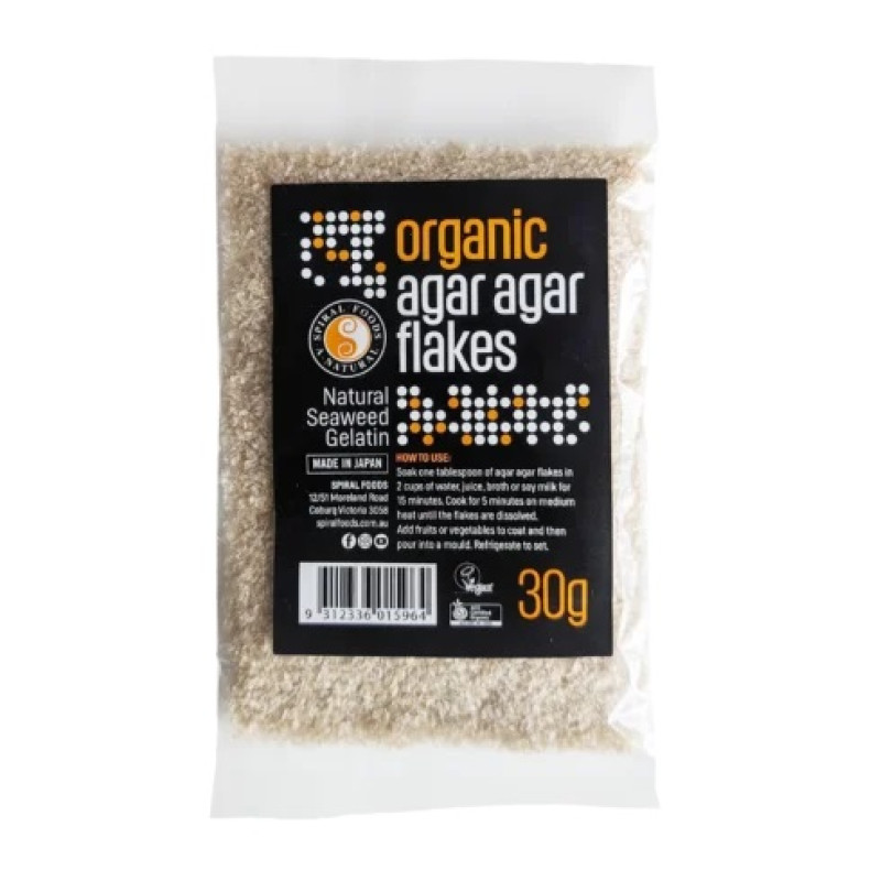 Organic Agar Agar Flakes 30g by SPIRAL FOODS