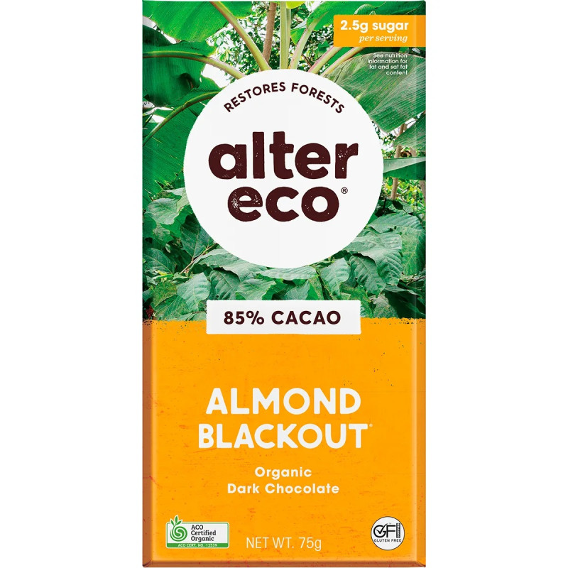 Almond Blackout 85% Dark Chocolate 75g by ALTER ECO