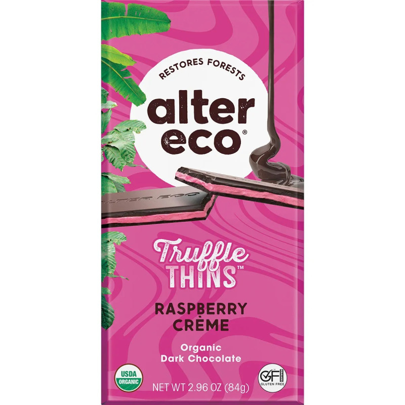 Truffle Thins Raspberry Creme Dark Chocolate 84g by ALTER ECO