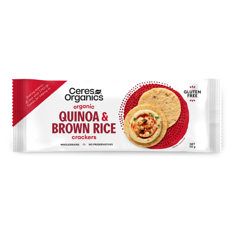 Organic Quinoa & Brown Rice Crackers 155g by CERES ORGANICS