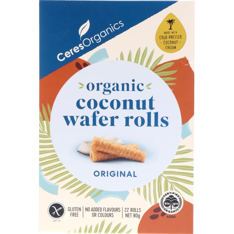 Organic Coconut Wafer Rolls Original 80g by CERES ORGANICS