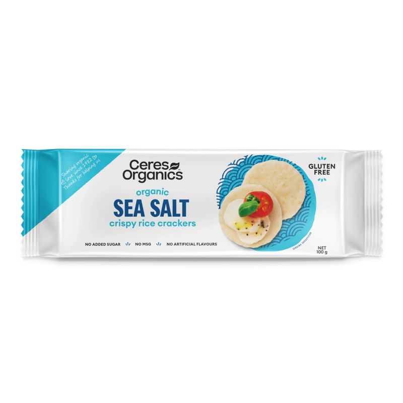 Organic Crispy Rice Crackers Sea Salt 100g by CERES ORGANICS