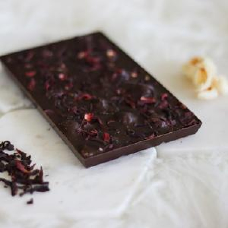 Hibiscus & Lychee Dark Chocolate Bar 40g by CHEEKY CACAO