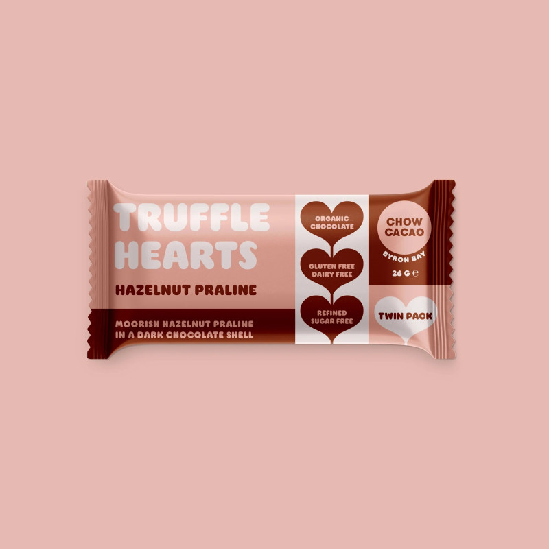 Truffle Hearts - Hazelnut Praline 26g by CHOW CACAO