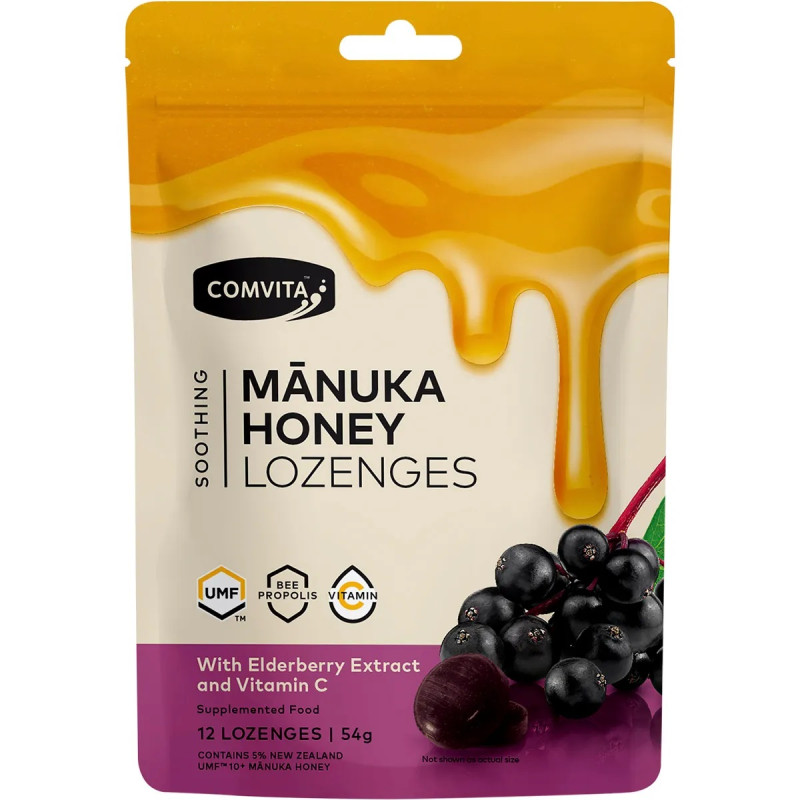 Manuka Honey Lozenges With Elderberry & Vitamin C (12) by COMVITA