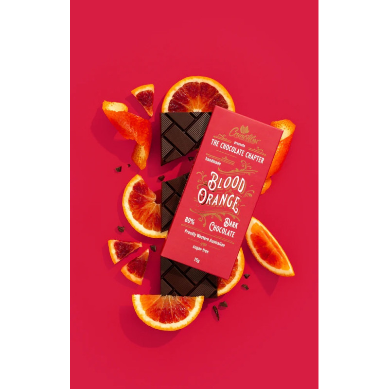 Blood Orange 80% Dark Chocolate Sugar Free 75g by CRUNCHBOX