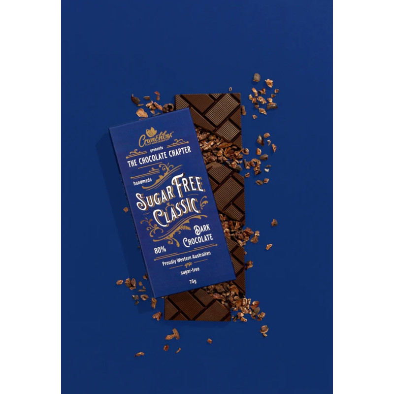 Sugar Free Classic 80% Dark Chocolate 75g by CRUNCHBOX