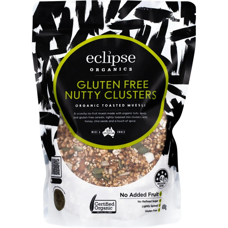 Organic Toasted Muesli - Gluten Free Nutty Clusters 400g by ECLIPSE ORGANICS