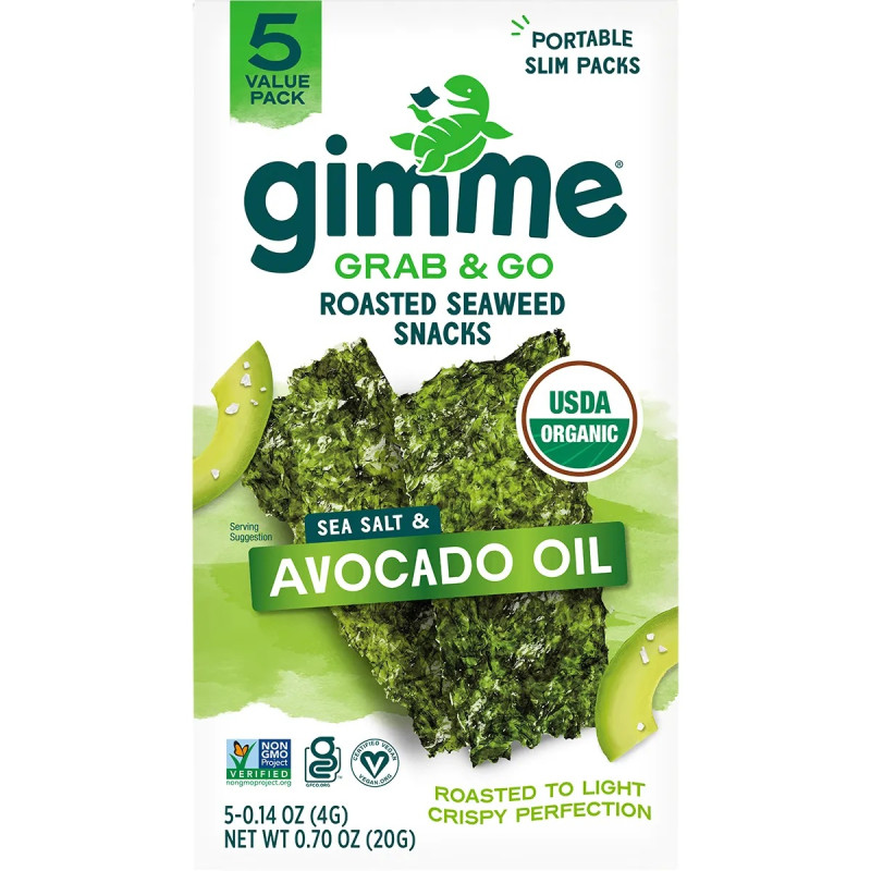 Sea Salt & Avocado Oil Roasted Seaweed Snack Grab & Go (5x4g) by GIMME