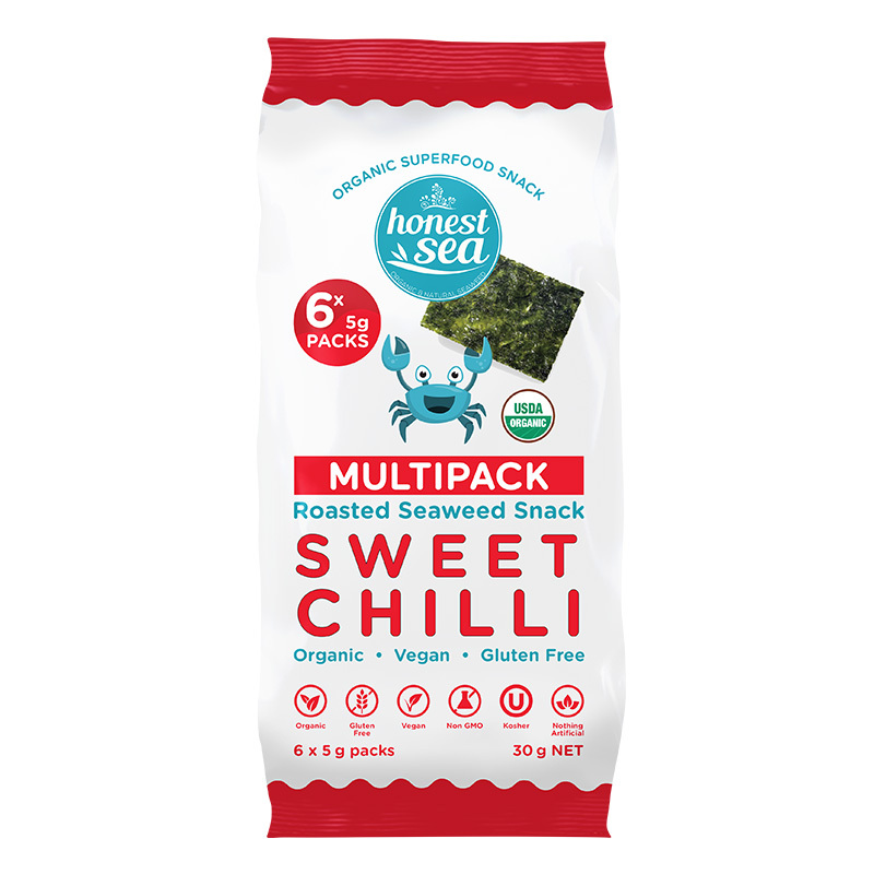 Roasted Seaweed Snack Sweet Chilli Multipack 6x5g by HONEST SEA