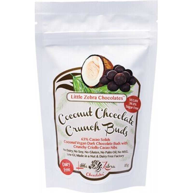 Coconut Chocolate Crunch Buds 85g by LITTLE ZEBRA CHOCOLATES