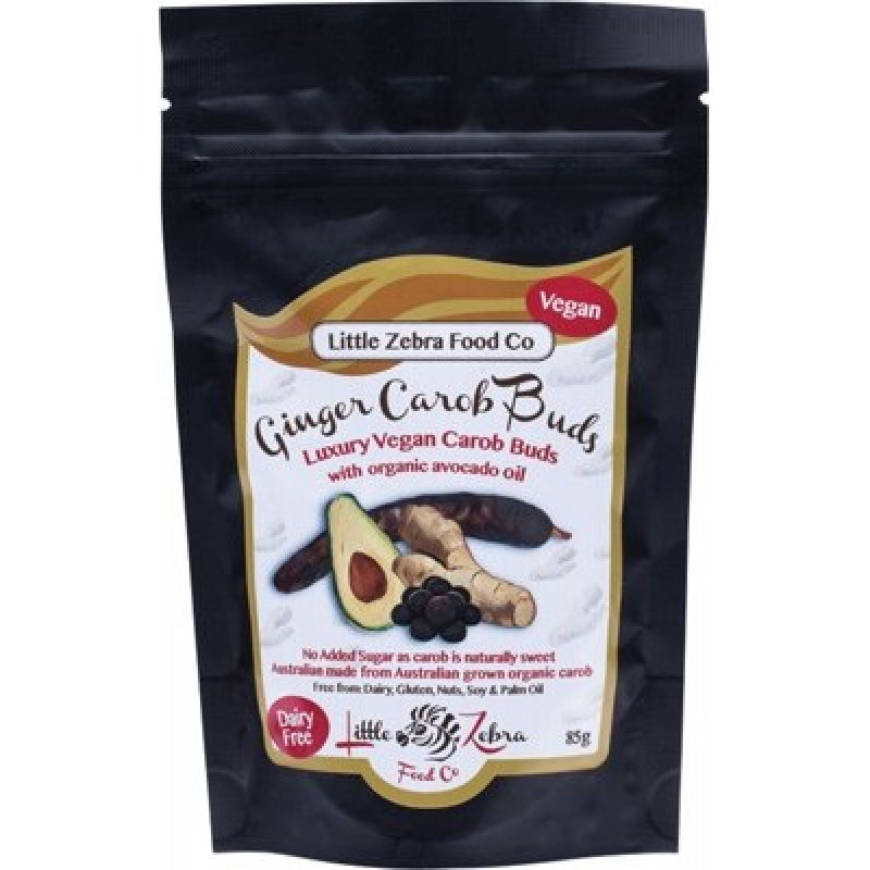 Ginger Carob Buds 85g by LITTLE ZEBRA CHOCOLATES