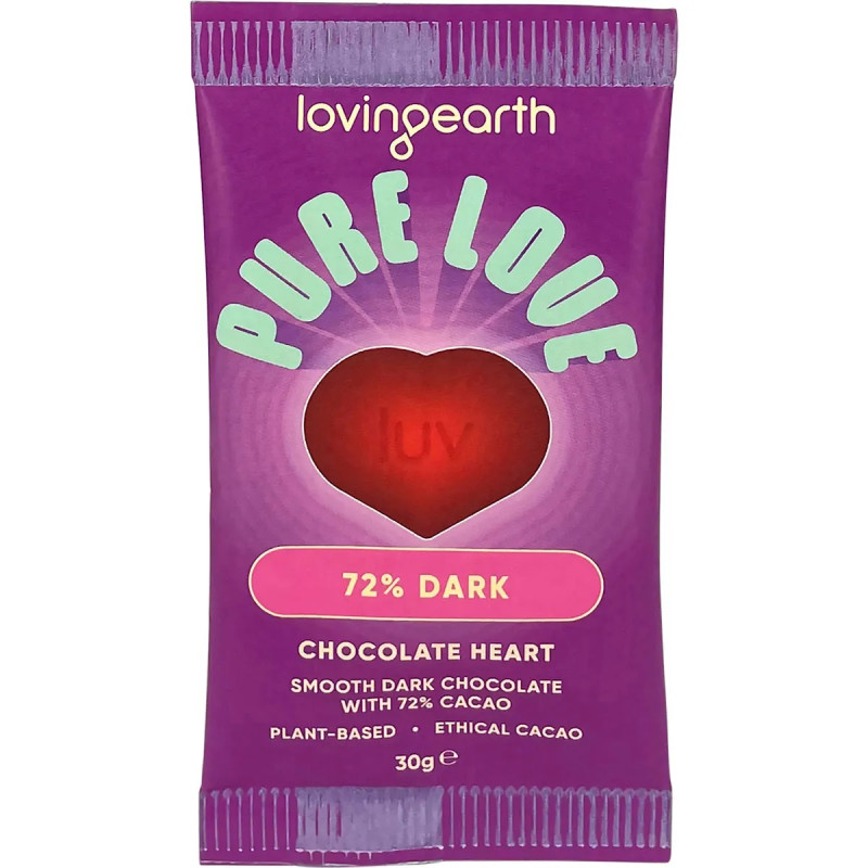 72% Dark Chocolate Heart 30g by LOVING EARTH