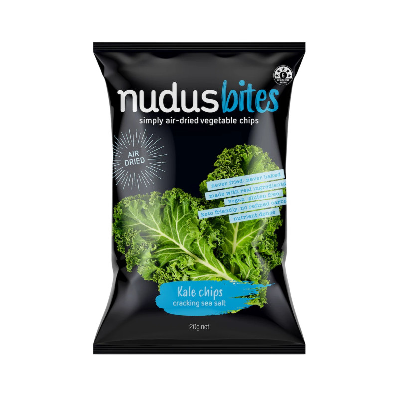 Air Dried Kale Chips - Cracking Sea Salt 20g by NUDUS