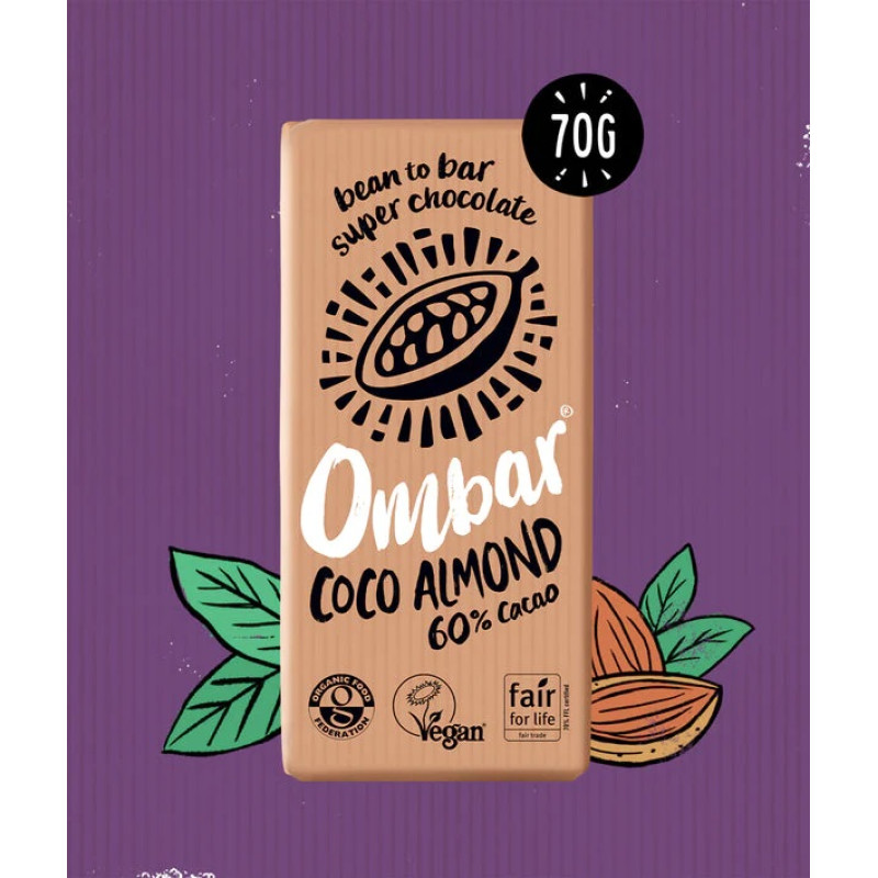 Coco Almond 60% Cacao Chocolate 70g by OMBAR