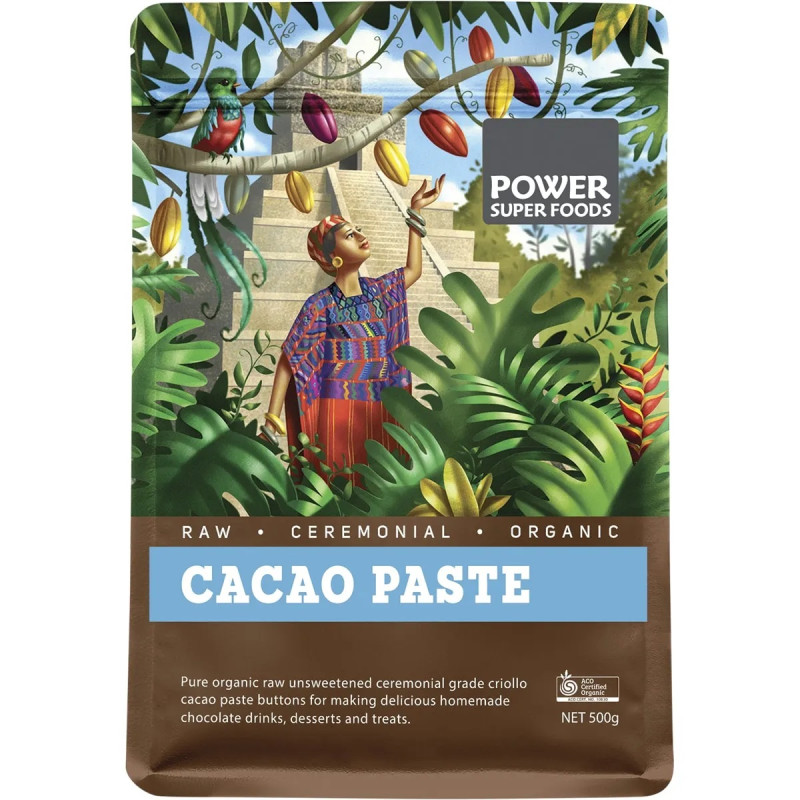 Organic Cacao Paste Raw Buttons 500g by POWER SUPER FOODS