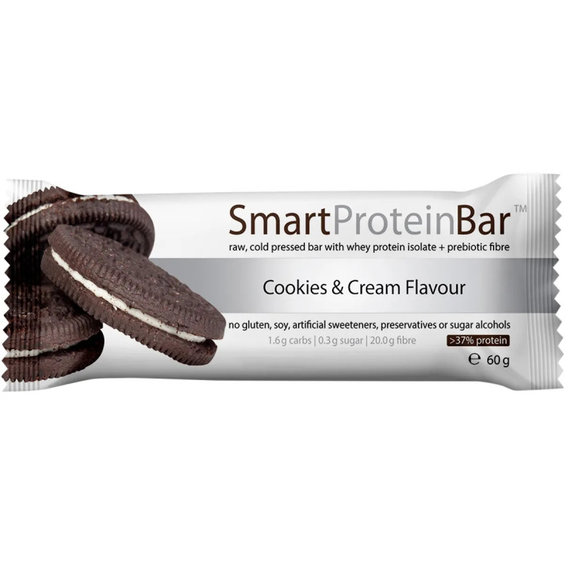 Cookies & Cream Whey Protein Bar 60g by SMART PROTEIN BAR