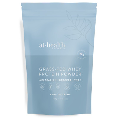 Vanilla Creme Grass-Fed Whey Protein Powder 450g by AT HEALTH