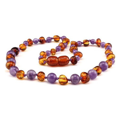 Baby Necklace - Amethyst & Honey Amber by BALTIC BABIES