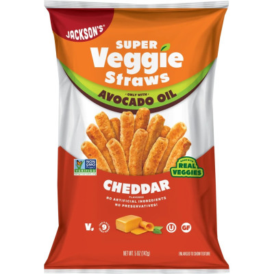Avocado Oil Super Veggie Straws - Cheddar 142g by JACKSON'S