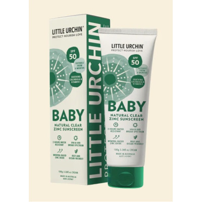 Baby Natural Clear Zinc Sunscreen SPF 50+ 100g by LITTLE URCHIN
