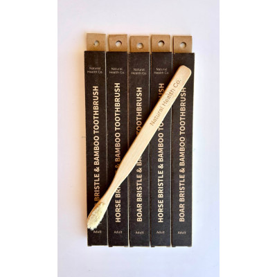 Boar Bristle & Bamboo Toothbrush Adult Med-Firm 1pk by NATURAL HEALTH CO