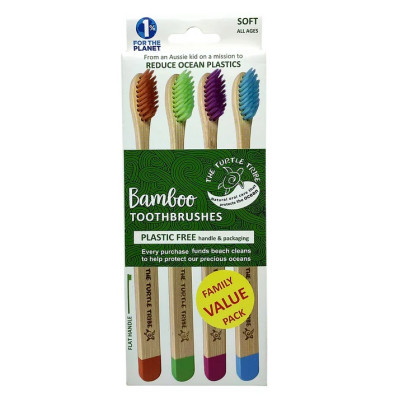 Bamboo Premium Toothbrush Soft (4pk) by THE TURTLE TRIBE