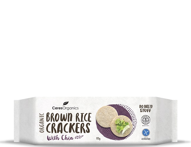 Ceres Organics Brown Rice Crackers with Chia, 115g